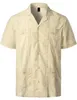 2022 Mens Cotton Short Sleeve Shirts Men's Casual Shirt Solid Slim Fit Male White Black Dress Shirt Printed Casuals Shorts Sleeves Lapel Top Men M-4XL