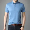 Üst sınıf ipek yaz erkekleri polo gömlekler kısa kollu gündelik üstleri modalar Kore moda giyim 220615