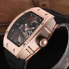 Uxury Watch Date Luxury Mens Mechanics Watch Richa Milles Personlighet är ihålig skalle och hink tiktok röd tidvatten röst imitation mekanisk silikon