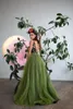 Casual Dresses Elegant Olive Green Prom -klänningar 2022 En linje Long Evening Party Brodery Flowers Women Formal Dress Vestidos de Galacasual