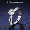 1CT Moissanite Ring Pass Diamond Detector Fasce di fidanzamento Fedi nuziali in argento sterling placcato platino per le donne