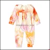 Rompers JumpsuitsRompers Baby Kids Clothing Baby Maternity Girls Boys Tie Dye Rabbit Ears Romper Onesies Infan Dhz2H