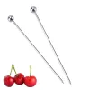 Newmetal Fruit Stick en acier inoxydable Cocktail Pick Outils Réutilisables Argent Cocktails Boissons Picks 4,3 pouces 11cm Cuisine Bar Party Tool DH9478