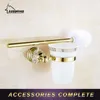 Bath Accessory Set Polished Gold Bathroom Accessories White Crystal Decoration Hardware Solid Brass Double Towel Ring HolderBath