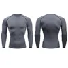 Hommes Compression Running T Shirt Fitness Serré À Manches Longues Sport t-shirt Formation Jogging Chemises Gym Sportswear Séchage Rapide rashgard 220714