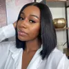 Glueless Bone Straight 100％Human Hair U Part Bob Wigs for Black Women Sideパート250デンシーバージンブラジルvパーツウィッグフルエンド