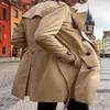 Hommes Trench Coats Hommes Vêtements Imperméables Coupe Slim Pardessus Manches Longues Designer Epaulette Sangle KakiHommes