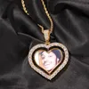 Pendant Necklaces BLING KING DIY Spinning Double Sides Po Heart Shape Poes Memory Jewelry For Couple Family GiftPendant