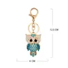Classic Cute Diamond Owl Keychain Crystal Animal Bird Key Ring Pendant Women Lady Gifts Party Decoration