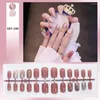 False Nails Glitter French Long Press On Elegant Fingernails Stickers Removable Save Time Artificial Nail SANA889 Prud22