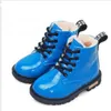 New Fashion Kids Girls Martin Boots Autumn Winter Children Boys Plus Velvet Ankle Snow Boot Patent Leather Baby Toddler Shoes