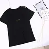 Short Sleeve Paris Women Tshirt over Size T-shirt Girl Bronzing Button Printing Letter Female Summer Fashion Clothing Black White