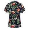 Men's Casual Shirts Men Summer Beach Hawaiian Shirt Stretch Short Sleeve Plus Size Floral Holiday Vacation Clothing Camisas 2022