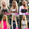 Brasileiro 613 Honey Blonde cor reta Human Hair Wig de 30 polegadas Lace sintética Perucas frontais para mulheres negras