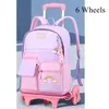 School Bags Trolley Backpack Bag For Girls Kids Rolling Wheeled With Wheels Bookbag