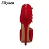 Sandali Eilyken Platform Summer Gladiator Style Donne sexy Tacchi alti Open Toe Fibbia Scarpe da discoteca Nero Rosso 220317