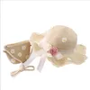 Girls Straw Hats Bags Set Summer Ribbon Flower Beach Messenger Caps Mini Handtassen Sunshade Visser Hoed Zonnebrandcrème Daisy Chrysanth4673466