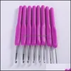 Fabric And Sewing Home Textiles Garden New 8Pcs Soft Plastic Handle Aluminum Crochet Hook Weave Knit Needle Set 2.5-6Mm Diy Crafts Drop De