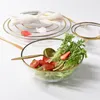 Bulaşık tabakları Nordic glod şarj cihazı cam yemek tabak salata çorbası meyve kasesi tatlı boncuk düğün dekoratif masa ile