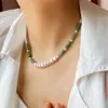 Łańcuchy ręcznie robione półfiliste kamienny naszyjnik perłowy dla kobiety wakacje 2022 lato