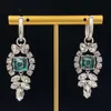 Luxury Gem Letter Charm Earrings Dinner Party Show Eardrops Ladies Emerald Crystal Pendant Studs With Gift Box