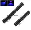 mini uv caneta lanternas 395nm luzes roxas tocha de bolso ao ar livre portátil lâmpada ultravioleta lâmpada 1 moda 300lm caneta preto luz água impermeável Penlight com clipe