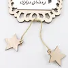 Dekorativa föremål Figurer Trä Ramadan Pendant Decoration Moon and Star Shape Ornament för Mubarak Högkvalitativ DIY-väggdekor Suppli