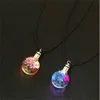 Pendant Necklaces Tree Of Life Luminous Dried Flower Butterfly Glass Ball Rope Chain Pendant Necklace For Women Girls Jewelry Gift GC969