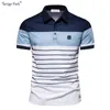 男性の古典的なポロシャツ慰めの色シャツのための夏のコレクション男性服ラグジュアリーパークストライプ高品質220606
