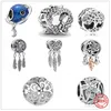925 Sterling Silver Ciondola Charm Sister Heart Openwork Cuore Perline Bead Fit Pandora Charms Bracciale Accessori per gioielli fai da te