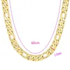 Hänge Halsband 7mm/10mm/12mm Figaro Chain Halsband 18k Gult Guldfyllt Klassiskt Herr Nyckelben Choker Smycken Present 60cm LångHänge