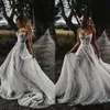 Line Sexig 2022 A Bohemian Beach Wedding Gowns Spaghetti Stems Sweep Train Plus Size Boho Bridal Party Dresses