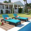 Topmax Patio Benches Мебель на открытом воздухе регулируемый PE Rattan Wicker Chaise Outdoor Furiture Lounge Стул Sunbled, набор из 2 (бежевый) США.