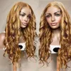 Loue Curly Honey Blonde 360 ​​Lace Frente Human Wigs 200 Densidade Remy Fechamento Remy Wig com cabelos de bebê pré -arrancados para mulheres