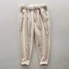 Calça masculina primavera outono de lã cargo cargo de cor sólida casual solta as calças da cintura Moda de lã retrô R53men's