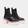 2021 Stil Sheepskin Leather Cowskin Platform Ankle Boots Booties Casual Party Dress Shoes Round Toe 6 5cm klackar Mix Color Black 259i