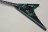 Factory Custom Flying V-förmige schwarze E-Gitarre mit Palisander-Griffbrett, schwarzer Hardware, Double Rock Bridge, kann individuell angepasst werden