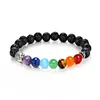 Charm armband buddha pärlstav arm manschett färg sten lava 7 chakra helande armband för kvinnor mencharm