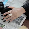 Niche Designer S925 Sterling Silver Burnt Wrinkled Damaged Texture Ring Female Opening Diamond Index Finger Ring Jewelry Wedding Accessories CX220325