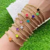 Beaded Strands 10st Gold Color Ball Beads Armband med Emalj Heart Star Charm Colorful Fawn22