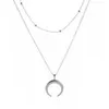 Chain de corrente multicamada Lua de colar de garotas da moda Mulheres de cor prata colares da moda da gargantilha de charfa