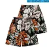 Men's Shorts Summer Chinese Style Flower Print Male Streetwear Beach Casual Loose Men Women Elastic Waist Running ShortsMen's