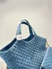 Hoge kwaliteit Designer ICARE DENIM DIAMAND LATTICE TOTES DRAAG LUXURE HANDTAKS DUBBELE REKEN SCHOUDSAGEN RETRO PATROON Klassiek Gold Hardware Winkelportemonnee Large