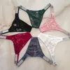 2023 Kvinnors trosor Sexig kvinnor Rhine Stone Low Underwear See Through Lace Floral Lingerie High Cut Female Bikini Underpanty vs Tanga