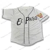 XFLSP GLNC202 Erkekler El Paso Chihuahuas Jersey Home Road Beyzbol Formaları Özel% 100 Nakış Beyaz Gri Gömlek Tüm Dikişli İsim Numarası
