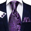 Bow Ties Hi-Tie Silk Purple Paisley Paisley Floral Wedding for Men Hanky ​​Cufflinks Gift Nicktie مجموعة تصميم أزياء الأعمال رجال Tiesbow Bowb