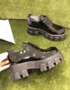 Luxury Monolith Brushed Black Leather Dress Loafers Shoes Lace-Up Chunky Platform Sneakers Lug Rubber Sole Oxford Comfort Walking EU35-40.box