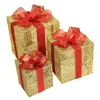 Emballage cadeau 3 pièces boîte de noël multifonction fer or maison ornement artisanat ambiance festive pour enfants amis boîtes creuses