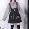 2020 rétro Vintage femmes gothique filles Punk Mini robe taille haute à manches longues chapeau col Sexy Gry noir Lolita grande taille Jurken G1214