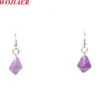 Small Dangle Earrings Natural Stone Bead Amethyst Crystal Unakite Trend Eardrop for Female Gift Rhombus Jewelry BE916